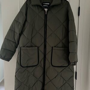 Lands' End Women's Olive Quilted Puffer Coat